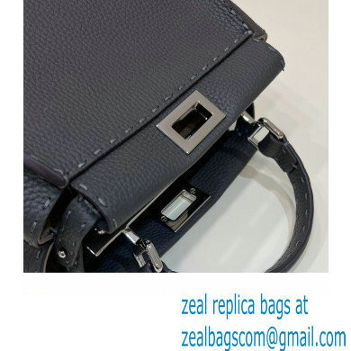 Fendi Peekaboo Iconic Mini Bag in Grain Leather Dark Gray