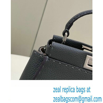Fendi Peekaboo Iconic Mini Bag in Grain Leather Dark Gray