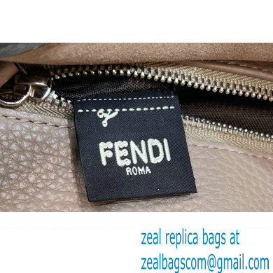 Fendi Peekaboo Iconic Mini Bag in Grain Leather Dark Gray