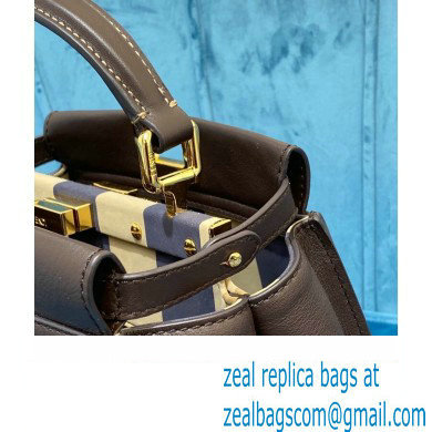 Fendi Peekaboo Iconic Mini Bag in Leather Coffee with Stripe Lining - Click Image to Close