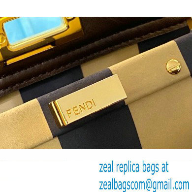 Fendi Peekaboo Iconic Mini Bag in Leather Coffee with Stripe Lining