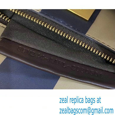 Fendi Peekaboo Iconic Mini Bag in Leather Coffee with Stripe Lining - Click Image to Close