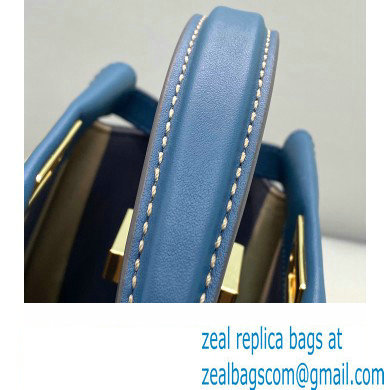 Fendi Peekaboo Iconic Mini Bag in Leather Dark Blue with Stripe Lining