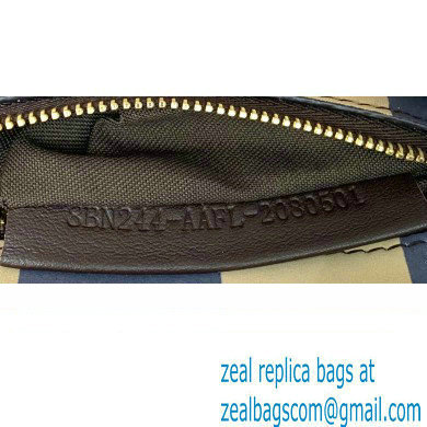 Fendi Peekaboo Iconic Mini Bag in Leather Dark Blue with Stripe Lining