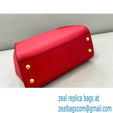 Fendi Peekaboo Iconic Mini Bag in Leather Red with Stripe Lining