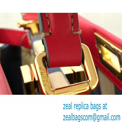 Fendi Peekaboo Iconic Mini Bag in Leather Red with Stripe Lining