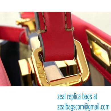 Fendi Peekaboo Iconic Mini Bag in Leather Red with Stripe Lining - Click Image to Close