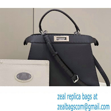 Fendi Peekaboo Iseeu Medium Bag in Selleria Romano Leather Dark Gray