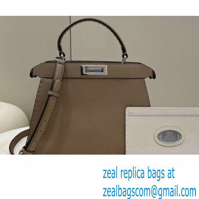 Fendi Peekaboo Iseeu Medium Bag in Selleria Romano Leather Elephant Gray