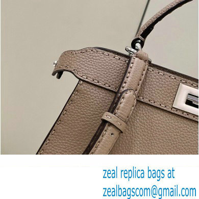 Fendi Peekaboo Iseeu Medium Bag in Selleria Romano Leather Elephant Gray