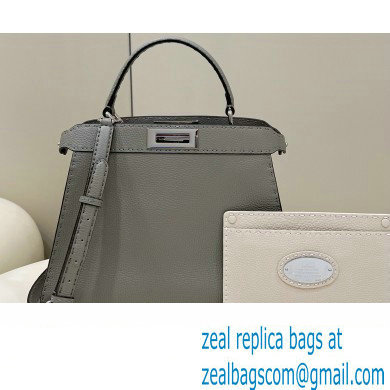 Fendi Peekaboo Iseeu Medium Bag in Selleria Romano Leather Gray