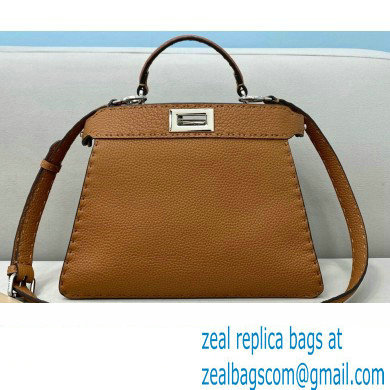 Fendi Peekaboo Iseeu Small Bag in Selleria Romano Leather Brown