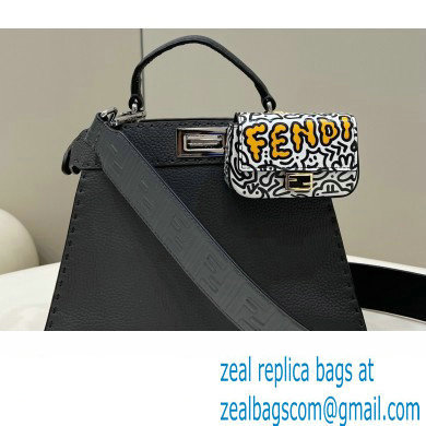 Fendi Peekaboo Iseeu Small Bag in Selleria Romano Leather Dark Gray