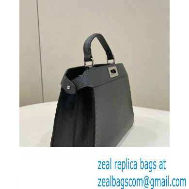 Fendi Peekaboo Iseeu Small Bag in Selleria Romano Leather Dark Gray