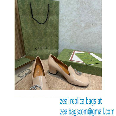 Gucci Heel 5.5cm Pumps Beige with Crystal Interlocking G 2022