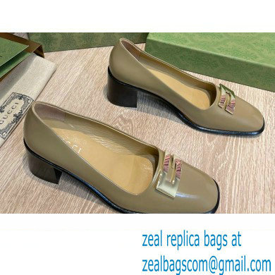 Gucci Heel 5.5cm Pumps Camel with Gold G 2022