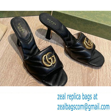 Gucci Heel 7.5cm Double G Slide Sandals 674839 Black 2022