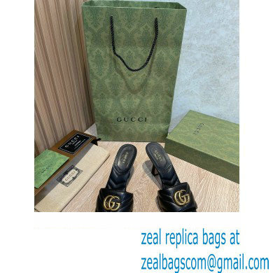 Gucci Heel 7.5cm Double G Slide Sandals 674839 Black 2022