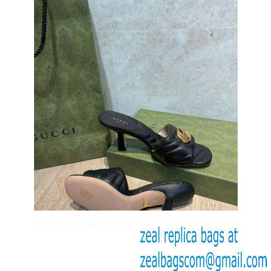 Gucci Heel 7.5cm Double G Slide Sandals 674839 Black 2022