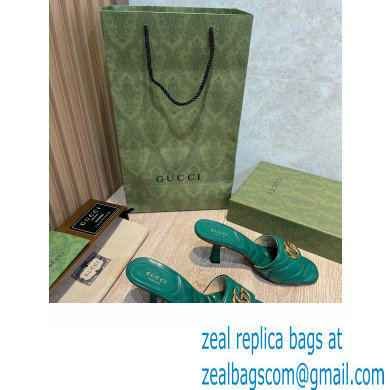 Gucci Heel 7.5cm Double G Slide Sandals 674839 Green 2022