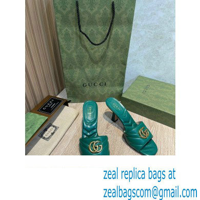Gucci Heel 7.5cm Double G Slide Sandals 674839 Green 2022