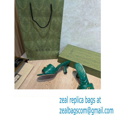 Gucci Heel 7.5cm Double G Slide Sandals 674839 Green 2022