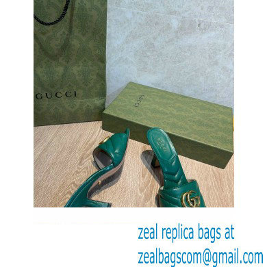Gucci Heel 7.5cm Double G Slide Sandals 674839 Green 2022
