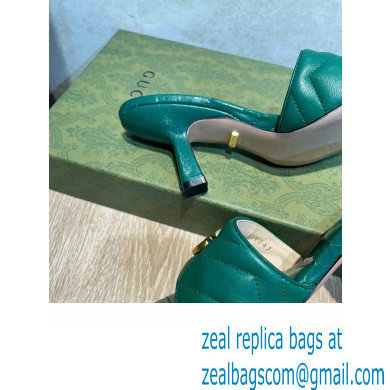 Gucci Heel 7.5cm Double G Slide Sandals 674839 Green 2022