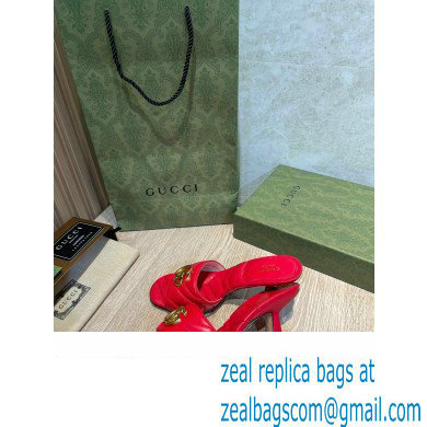 Gucci Heel 7.5cm Double G Slide Sandals 674839 Red 2022