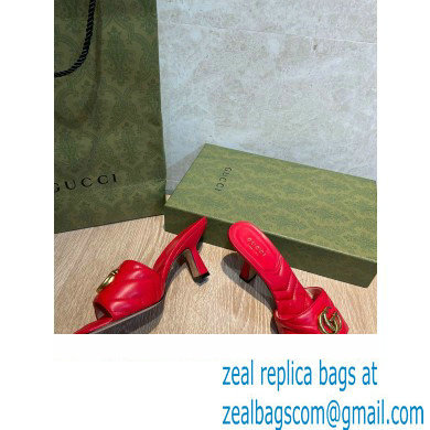 Gucci Heel 7.5cm Double G Slide Sandals 674839 Red 2022
