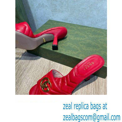 Gucci Heel 7.5cm Double G Slide Sandals 674839 Red 2022