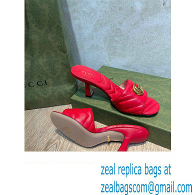 Gucci Heel 7.5cm Double G Slide Sandals 674839 Red 2022