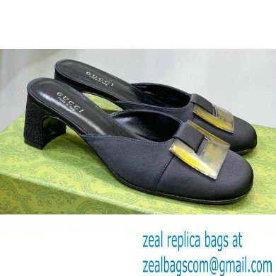 Gucci Heel 8.5cm Mules Pumps Satin Black 2022