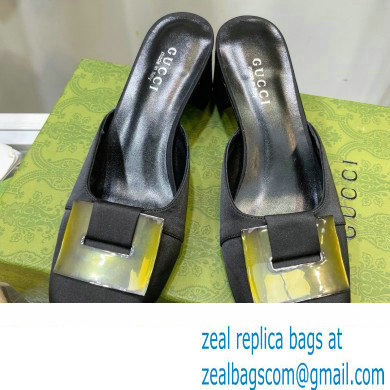 Gucci Heel 8.5cm Mules Pumps Satin Black 2022