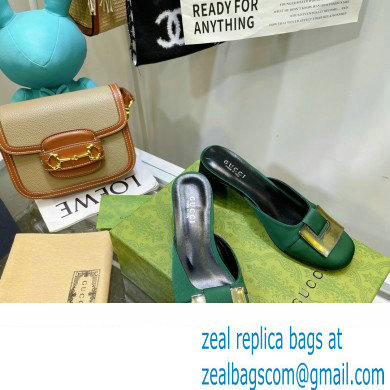 Gucci Heel 8.5cm Mules Pumps Satin Green 2022