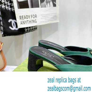 Gucci Heel 8.5cm Mules Pumps Satin Green 2022