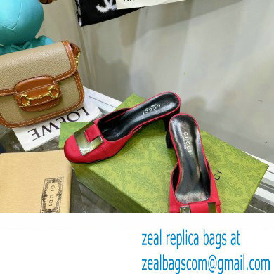 Gucci Heel 8.5cm Mules Pumps Satin Red 2022