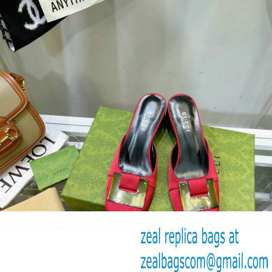 Gucci Heel 8.5cm Mules Pumps Satin Red 2022