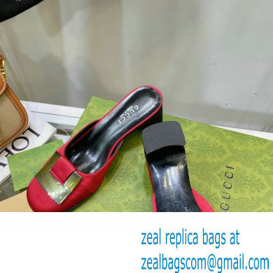 Gucci Heel 8.5cm Mules Pumps Satin Red 2022