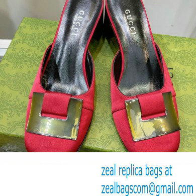 Gucci Heel 8.5cm Mules Pumps Satin Red 2022