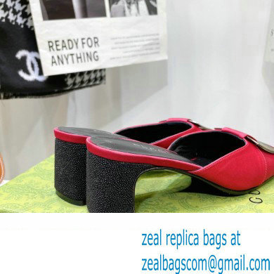 Gucci Heel 8.5cm Mules Pumps Satin Red 2022