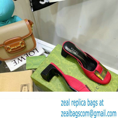 Gucci Heel 8.5cm Mules Pumps Satin Red 2022