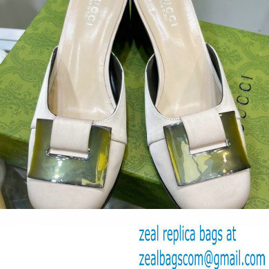 Gucci Heel 8.5cm Mules Pumps Satin White 2022