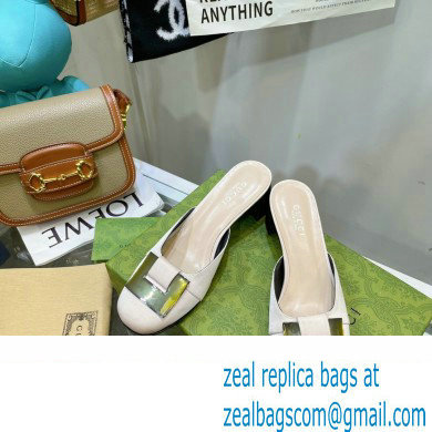 Gucci Heel 8.5cm Mules Pumps Satin White 2022