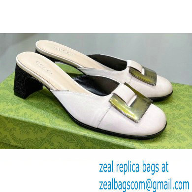 Gucci Heel 8.5cm Mules Pumps Satin White 2022