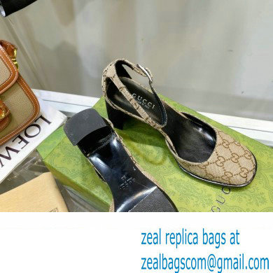 Gucci Heel 8.5cm Sandals Pumps GG Canvas 2022