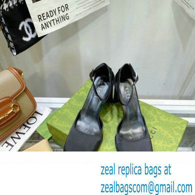 Gucci Heel 8.5cm Sandals Pumps Satin Black 2022