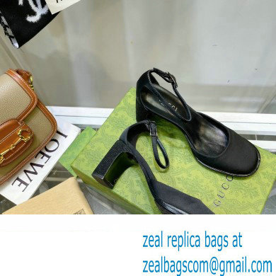 Gucci Heel 8.5cm Sandals Pumps Satin Black 2022