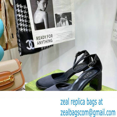 Gucci Heel 8.5cm Sandals Pumps Satin Black 2022