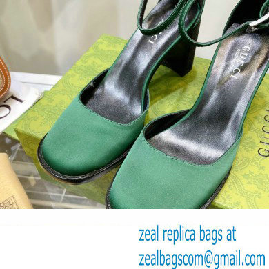 Gucci Heel 8.5cm Sandals Pumps Satin Green 2022